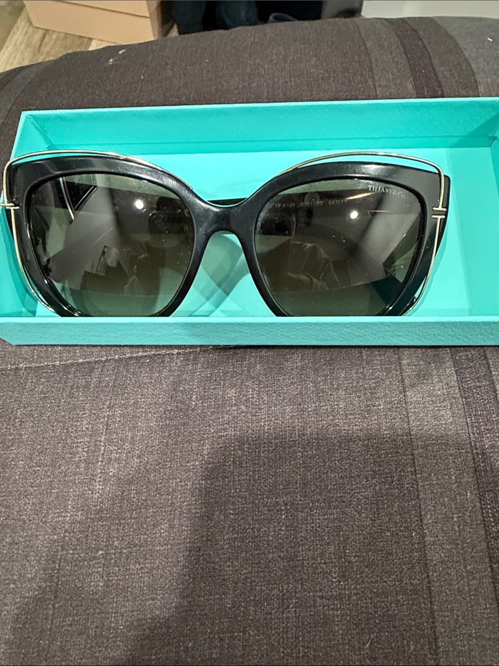 Tiffany & Co. Black Cat-Eye Sunglasses with Gold Accent